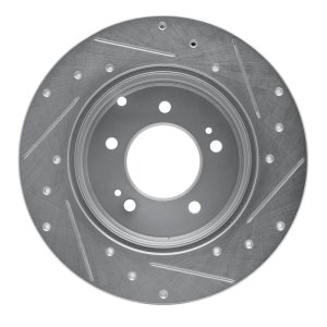 Hyundai TUCSON Brake Rotor (1) - Rear Left - R1 Concepts - Drilled & Slotted - Silver - `05-`20